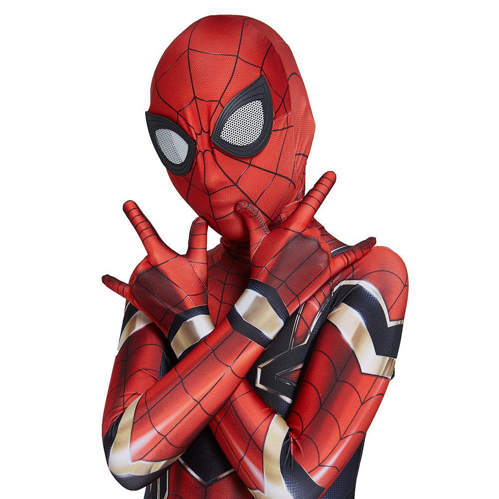 Kids Halloween Spiderman Cosplay Costume Zentai Jumpsuit Boys Girls Iron Spider Man Superhero Bodysuit