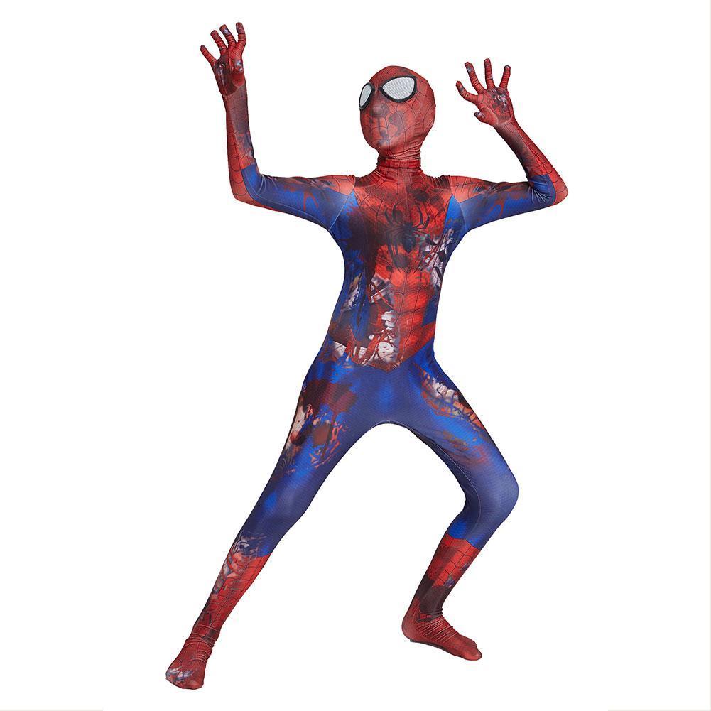 Kids spiderman skull suit Cosplay spandex full Bodysuit latex zentai