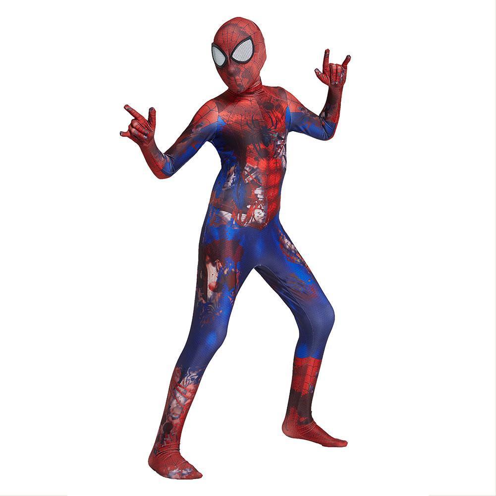 Kids spiderman skull suit Cosplay spandex full Bodysuit latex zentai