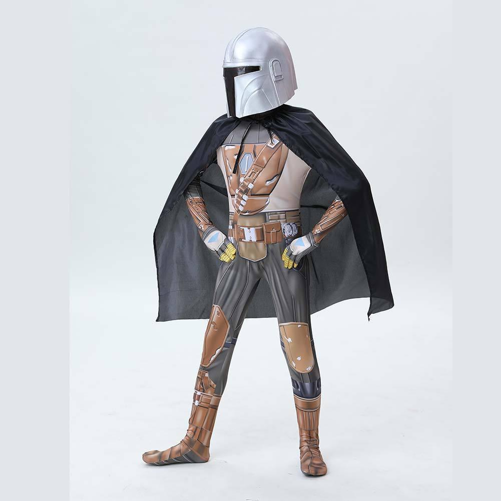 Kids SW The Mandalorian Cosplay Zentai Suit Halloween Costume Children Jumpsuit Bodysuit Outfits