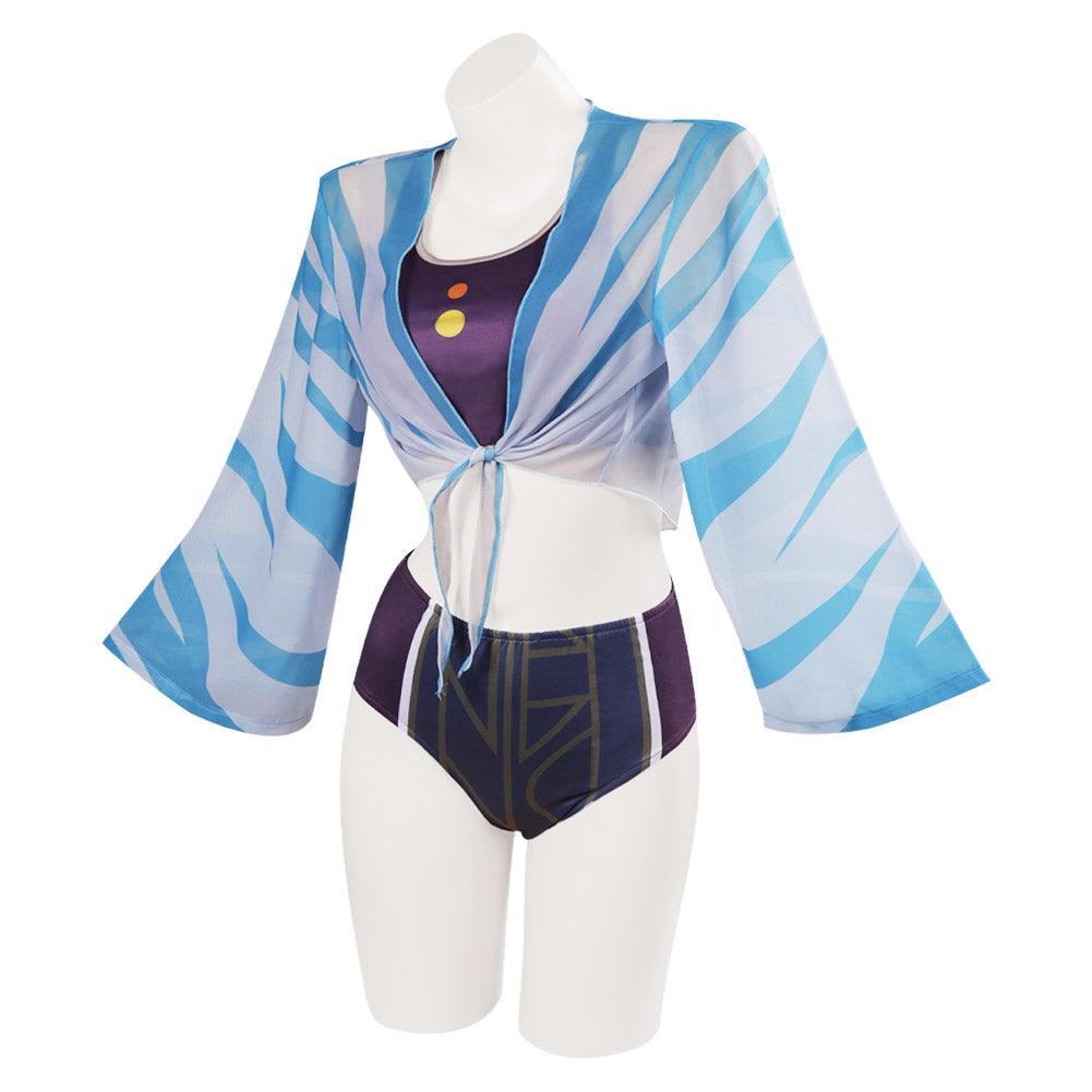 SW Ahsoka Tano Cosplay Costume Swimsuit Shorts Cloak Outfits Halloween Carnival Party Suit