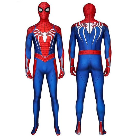 Spiderman PS4 Suit Blue and Red Spiderman Cosplay Costume Halloween