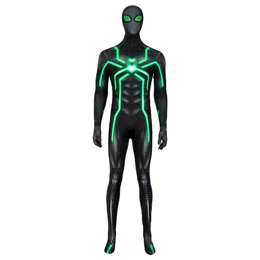 Black and Green Spiderman PS4 Stealth Suit Halloween Costume for Cosplay