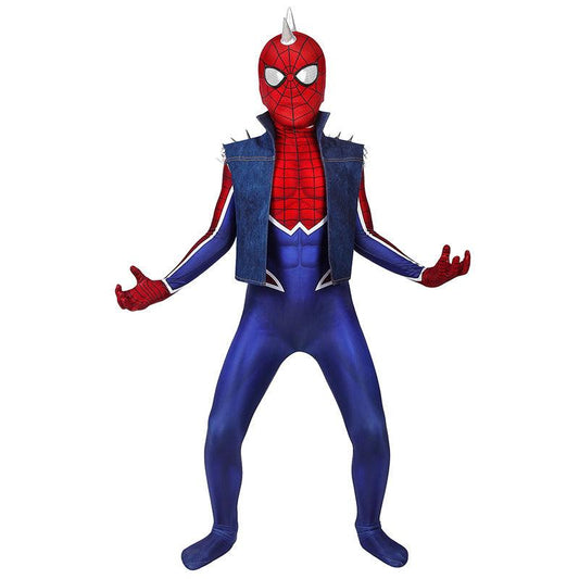 The Spider Punk Jumpsuit PS4 Spiderman Cosplay Costume for Kids