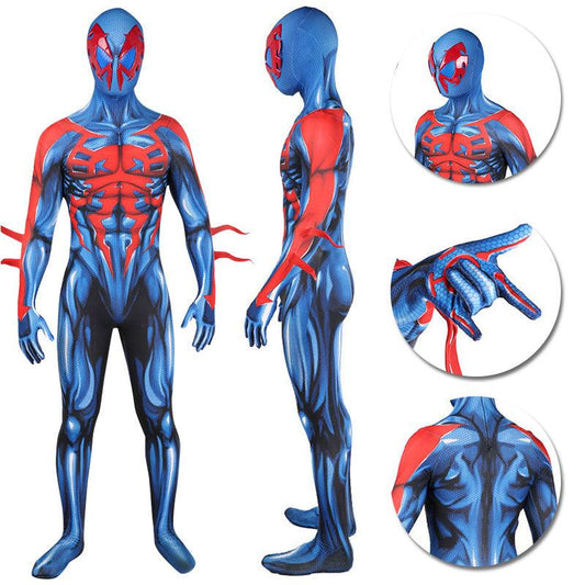 Adult Spiderman 2099 Blue Costume Halloween Zentai Cosplay Suit