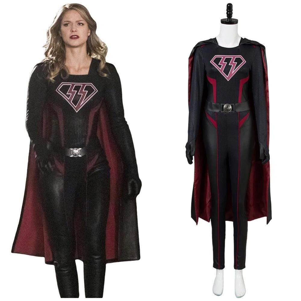 Kara Zor El Overgirl Danvers Outfit Cosplay Costume Jumpsuit Cape